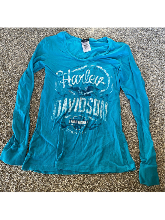 Harley-Davidson Tops - Harley Davidson Womens T-Shirt Blue Long Sleeve 100%Cotton El Paso, Texas Small